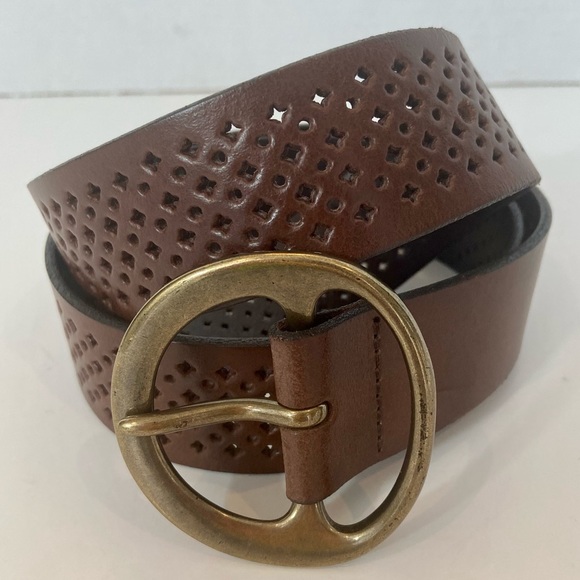 J. Crew Accessories - J Crew Brown Leather Perforated Belt Size Medium